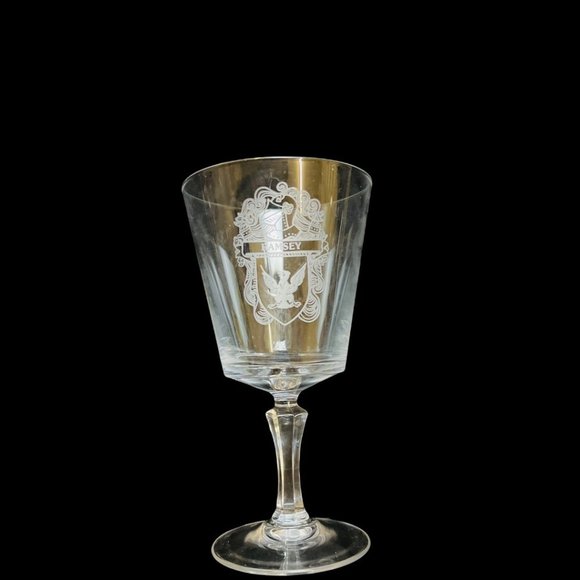 Bleikristall Leaded Crystal Vintage Coat of Arms 6 Ramsey Clan Etched Glasses - Picture 10 of 11